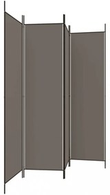 4 paneles antracitszürke szövet térelválasztó 200x220 cm