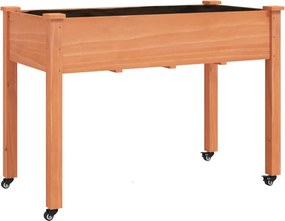 vidaXL barna tömör fenyőfa kerekes ültetőláda béléssel 118x59x80 cm