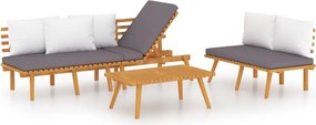 vidaXL 3 részes tömör akácfa kerti ülőgarnitúra párnákkal
