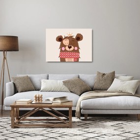 Üveg kép - Teddy maci piros sállal (70x50 cm)