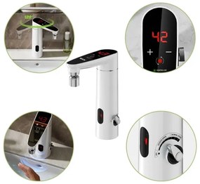 Érintős vízmelegítő LED kijelzővel, 3000W/230V, IPX4, fehér