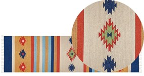 Színes kilim pamut futószőnyeg 80 x 300 cm TARONIK Beliani
