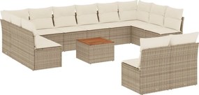 vidaXL 13 részes bézs polyrattan kerti ülőgarnitúra párnákkal