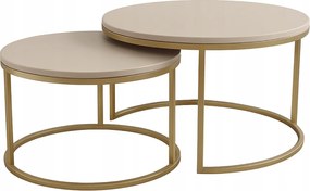 Dohányzóasztal Kasmír Loft Gold 2in1 Kerek Szett Japandi Boho Nappali Arany