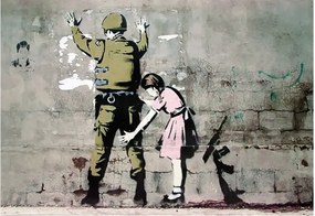 Plakát Banksy street art - Graffiti Soldier and girl, (59 x 42 cm)