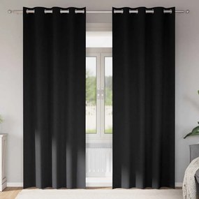 Függönyök függönyökkel 2 pcs Fekete 260x140cm Poliészter
