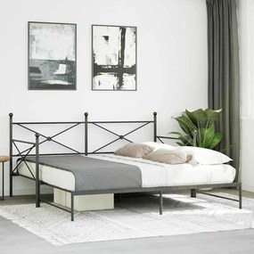 kihúzható kanapéágy matrac nélkül fekete 100x200 cm acél