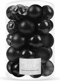 Karácsonyfadísz 8cm Törhetetlen Fekete MIX 30db Karácsonyfadísz