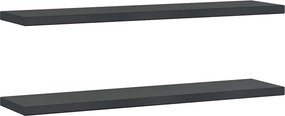 vidaXL 2 db fekete rozsdamentes acél fali polc 100 x 23,5 x 3 cm