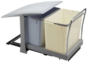 Hulladékgyüjtő Elletipi TOWER, szelektív, szürke, autómata fedéllel, 2*18L