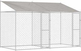 vidaXL Kutya ketrec tetővel Ezüst 400 x 200 x 256 cm Acél és PE
