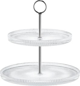 Curly kétszintes patera 24 cm ezüst Ambition