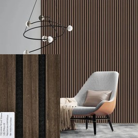 FREJA Akusztikai falpanel 200x60x2,2cm. Walnut JK - Egyedi méretre is levágjuk - 100x60x2,2cm , Walnut