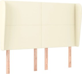 krémszínű műbőr fejtámla szárnyakkal 147x23x118/128 cm