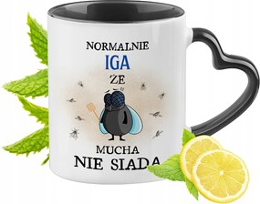 Igi Bögre Fekete Szív Alakú Füllel Ajándék Nyomtatott