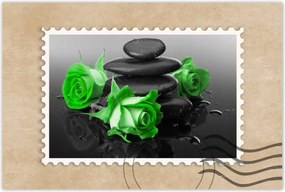 Poszter 60x40 Zöld rózsavirágok