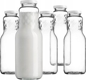 Üvegpalack 1L 1000 ml Tej Gyümölcslé Víz Italok Kupak 5 db