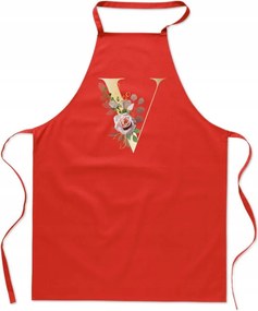 Konyhai Kötény piros V-betűvel Viki Victoria Vanessa FA_340_cw