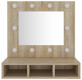 Sonoma tölgy tükrös szekrény LED-ekkel 60 x 31,5 x 62 cm