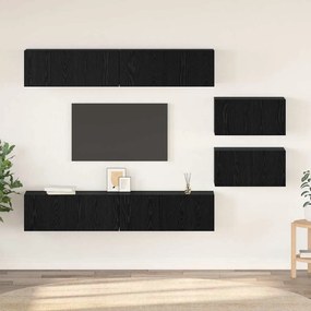 TV szekrény garnitúra Falra szerelhető 6 pcs Fekete tölgy