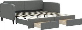 vidaXL sötétszürke kihúzható szövet heverő fiókkal 90 x 190 cm