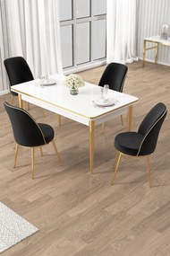 Rewa étkezőgarnitúra, fehér-arany, 110 cm – TR240CHR3041