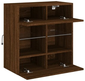 barna tölgyszínű fali TV-szekrény LED-del 58,5x30x60,5 cm