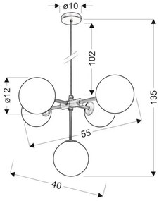 Csillár zsinóron MATI 5xG9/28W/230V