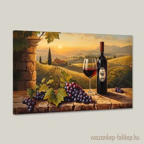 Toszkán csendélet, szölőfürtök mámorában – Prémium falikép 60x40 cm