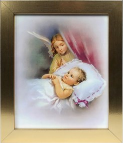 Vászonkép 30x25 Őrangyal Angyal Arany Keret