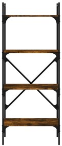 4 szintes füstös tölgy színű fa könyvespolc 56x31,5x138,5 cm