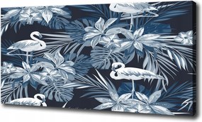 Vászonkép Flamingók és növények 100x70 cm
