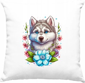 Kutya párna Kutya Virágok Művészet 12 Fehér