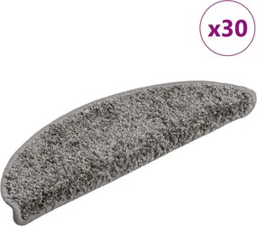 vidaXL 30 db szürke félkör alakú lépcsőszőnyeg 56 x 17 x 3 cm