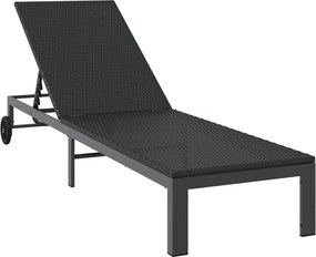 vidaXL Napozóágy 1-személy Fekete 206 x 62.5 x 74 cm polirattan
