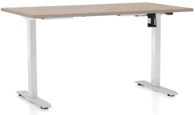 Állítható magasságú asztal OfficeTech A, 140 x 80 cm, fehér alap, tölgy
