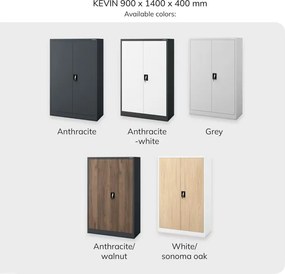 Fém irodai iratszekrény antracit-fehér KEVIN 900 x 1400 x 400 mm