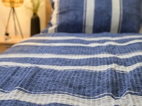 Krepp ágynemű Renforcé pamutból KÉK VONAL kék Ágyneműhuzat mérete: 70 x 90 cm | 140 x 200 cm