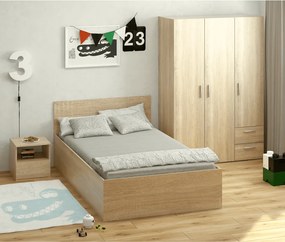 Ágy fém ráccsal és tárolóhellyel, 120x200, sonoma tölgy, DOLI