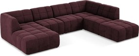 Borvörös bársony sarokkanapé (U alakú) Aloha – Makamii