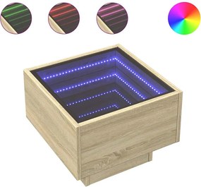 vidaXL sonoma tölgy színű szerelt fa kisasztal LED-del 40 x 40 x 30 cm