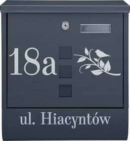 Postaláda Tubus Antracit Mintás Felirattal