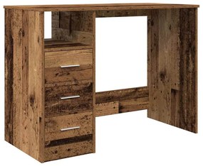 antik fa színű szerelt fa íróasztal 102x76x50 cm