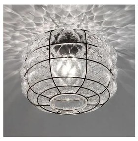 SIRU - Mennyezeti lámpa TERRA 1xE27/60W/230V fekete/átlátszó Velencei üveg