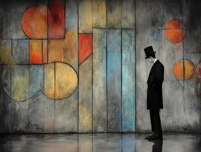 Vászonkép Canvas Absztrakt Geometria Férfi Henger Gondolat 100x75