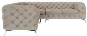 Szürkésbézs bársony sarokkanapé Chelsea – Ropez