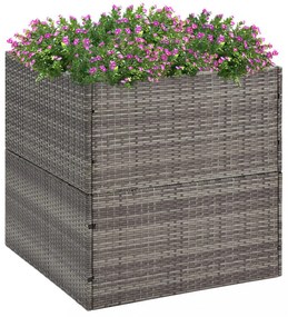 szürke polyrattan kerti ültetőláda 80x80x80 cm