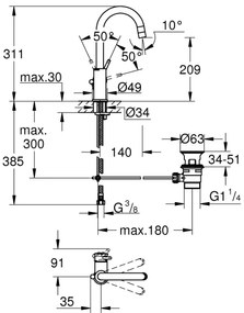 GROHE 23783000 - mosdócsaptelep START CLASSIC 311 mm fényes króm