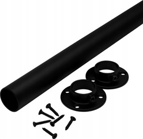 Csőrúd gardróbszekrényhez 100 cm fekete matt rozettákkal csavarok