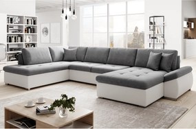 Kinyitható ülőgarnitúra, fehér/szürke, balos, MATAR U